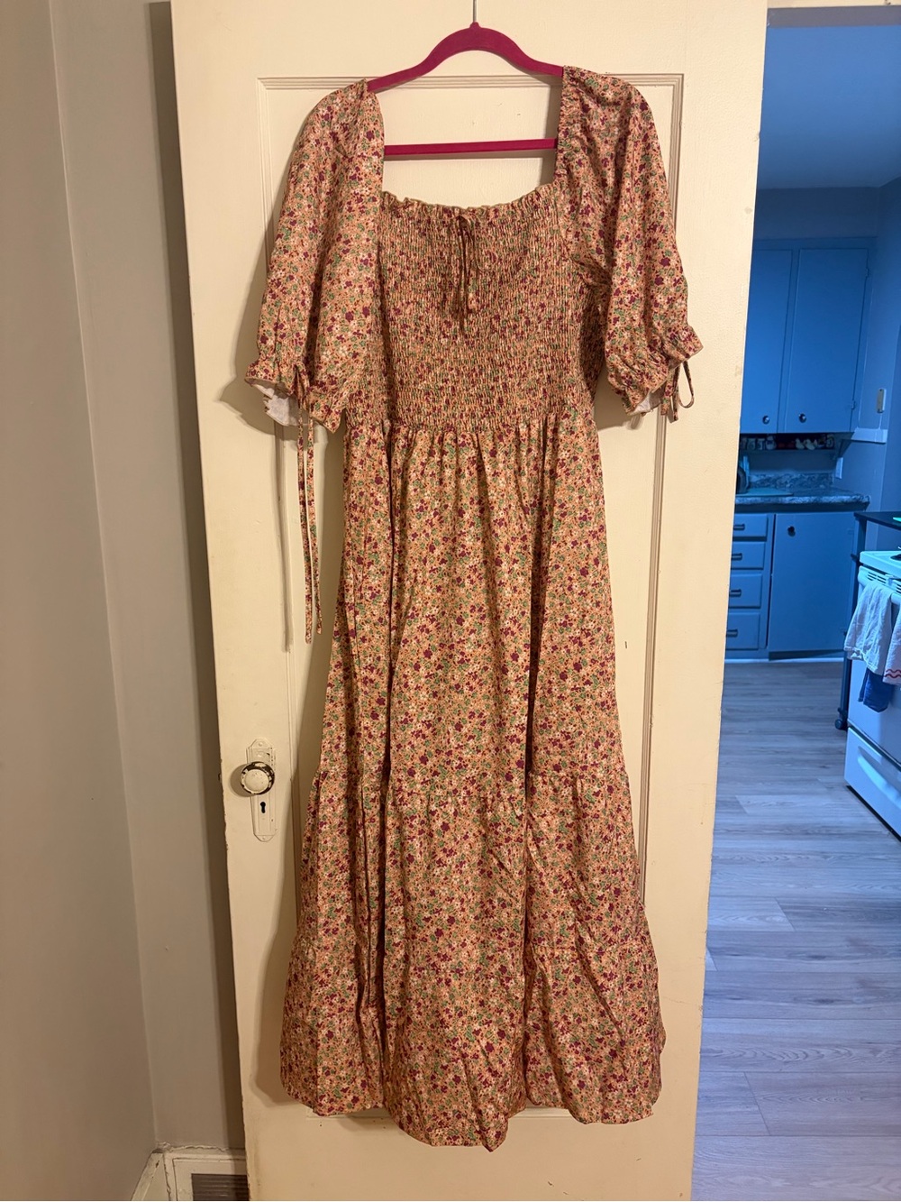 Target Pink Floral Smocked Maxi Dress